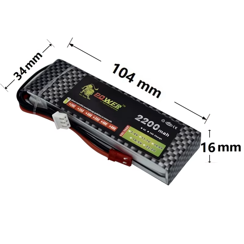 Batería LiPo 7,4V 2200mAh 25C para RC – Alta duración - imagen 2
