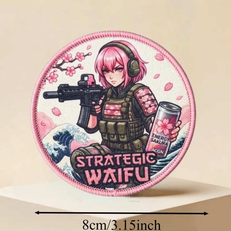 Parche táctico anime chica con cierre velcro para chalecos y mochilas - imagen 3