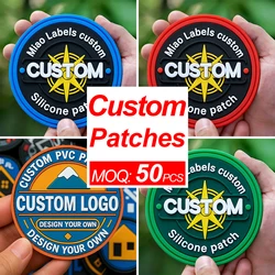 Parche táctico bordado PVC suave con logotipo personalizado y velcro