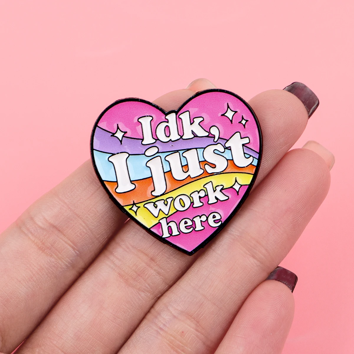 Pin de solapa esmalte corazón arcoíris – Broche humorístico - imagen 4