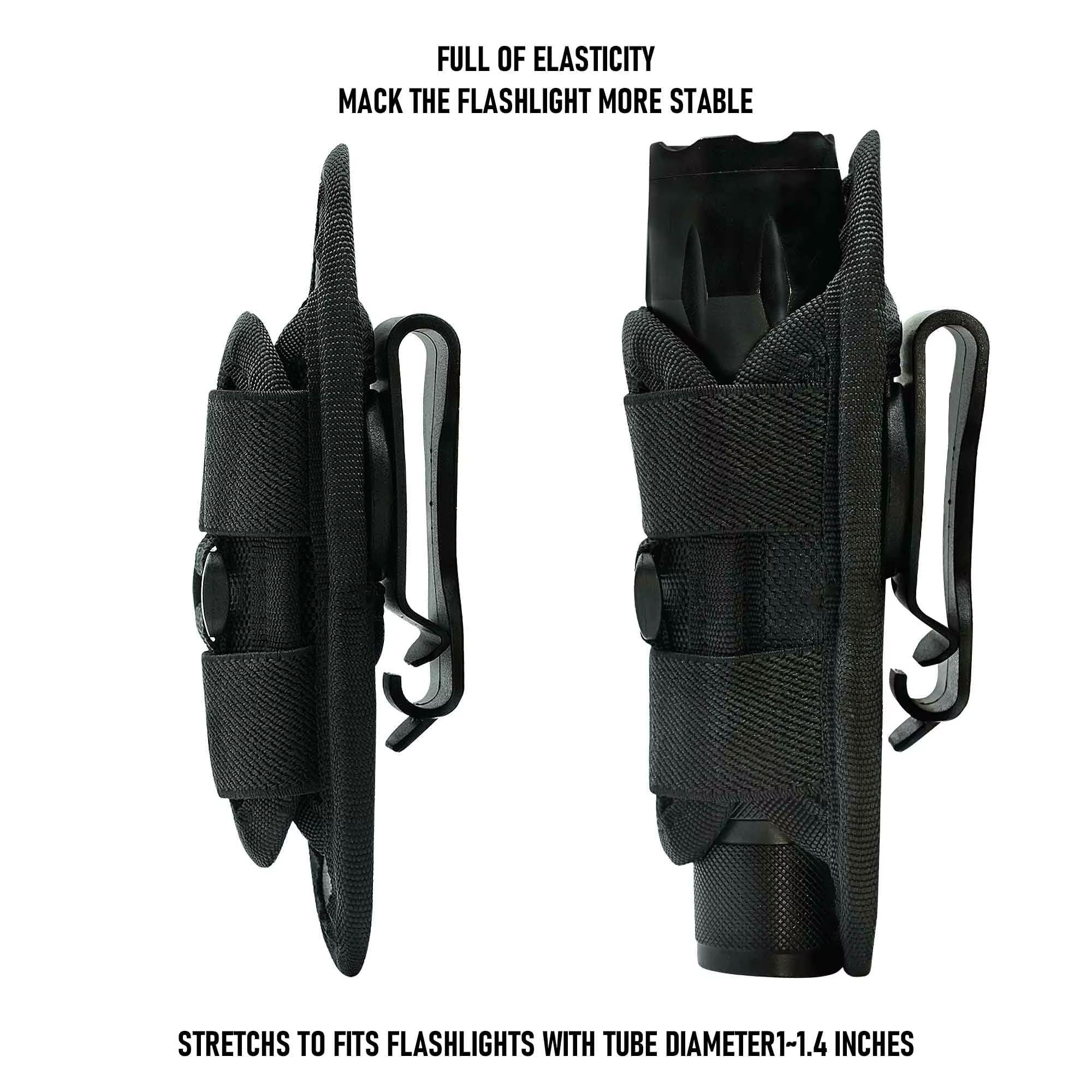 Funda táctica linterna con clip cinturón y mosquetón 360° - imagen 2