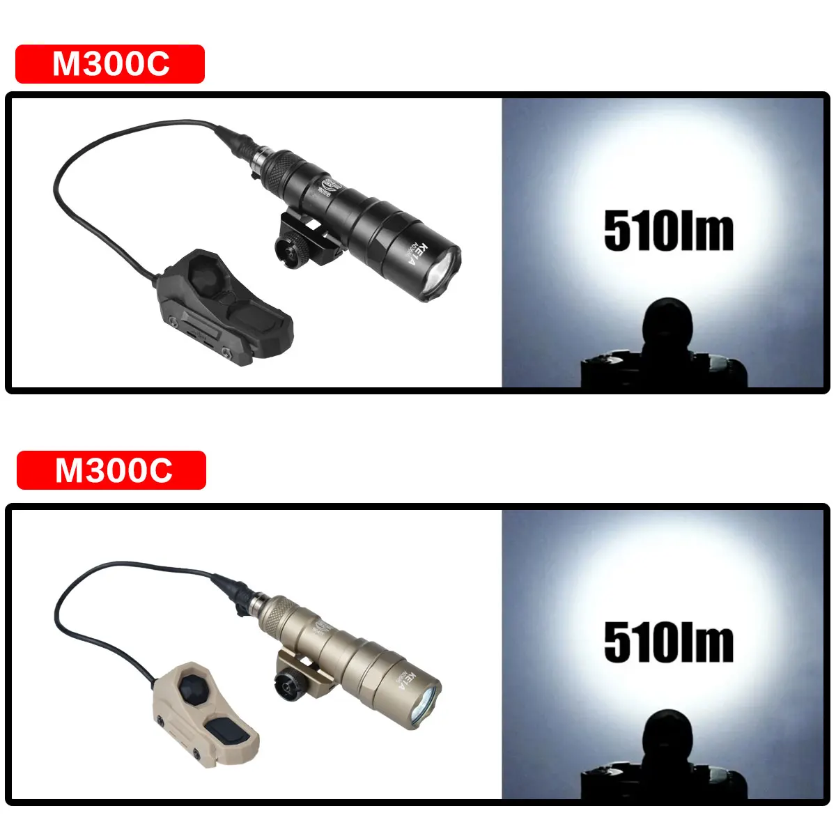 Linterna táctica SureFire M300 con pulsador remoto y Picatinny - imagen 2
