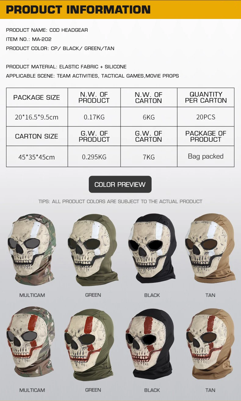 Máscara calavera facial detalle