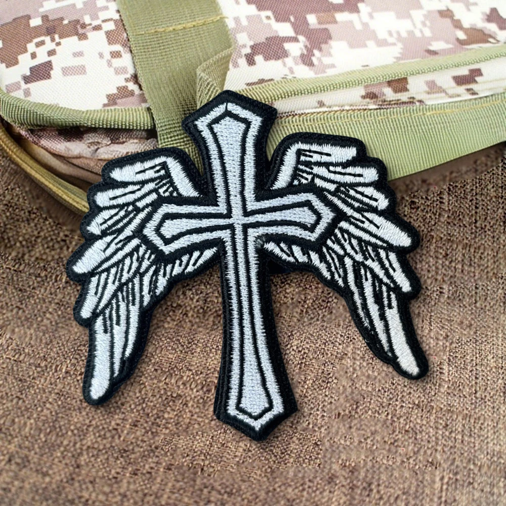 Parche moral bordado alas cruzadas Velcro táctico militar - imagen 5