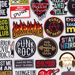Parche termoadhesivo bordado letras terror punk rock para ropa