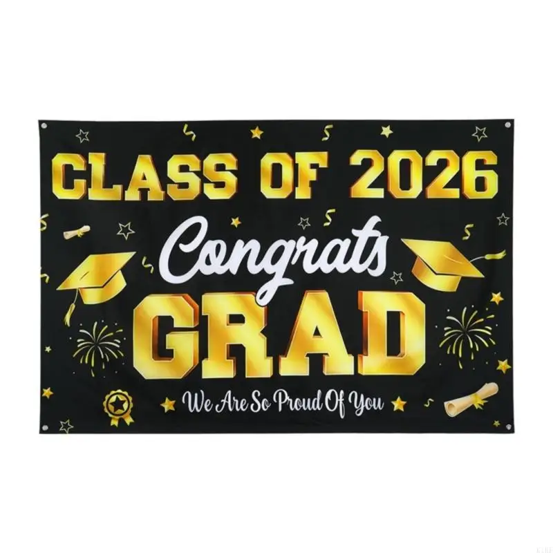 Fondo graduación negro y dorado con texto Clase de 2026