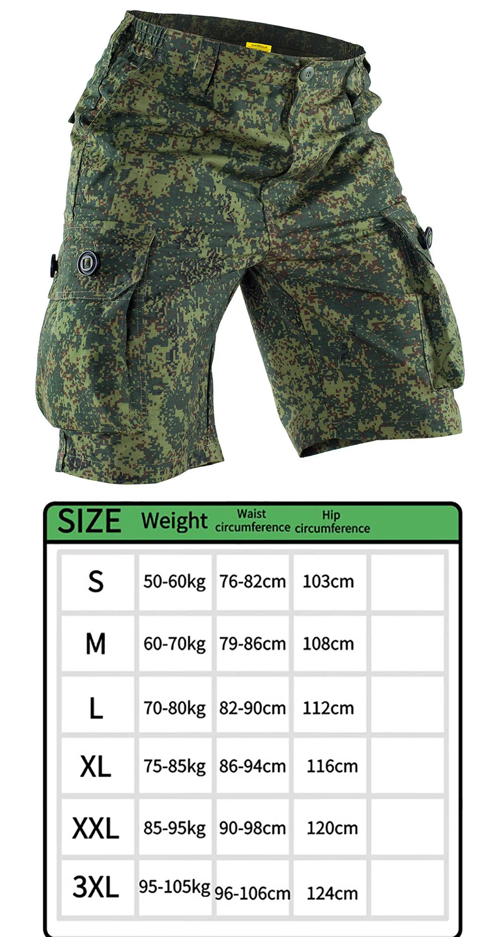 Pantalones cortos camuflaje en uso al aire libre