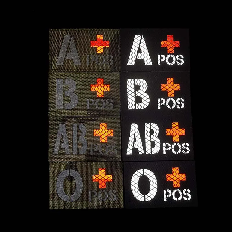 Parche grupo sanguíneo reflectante infrarrojo táctico con velcro - imagen 4
