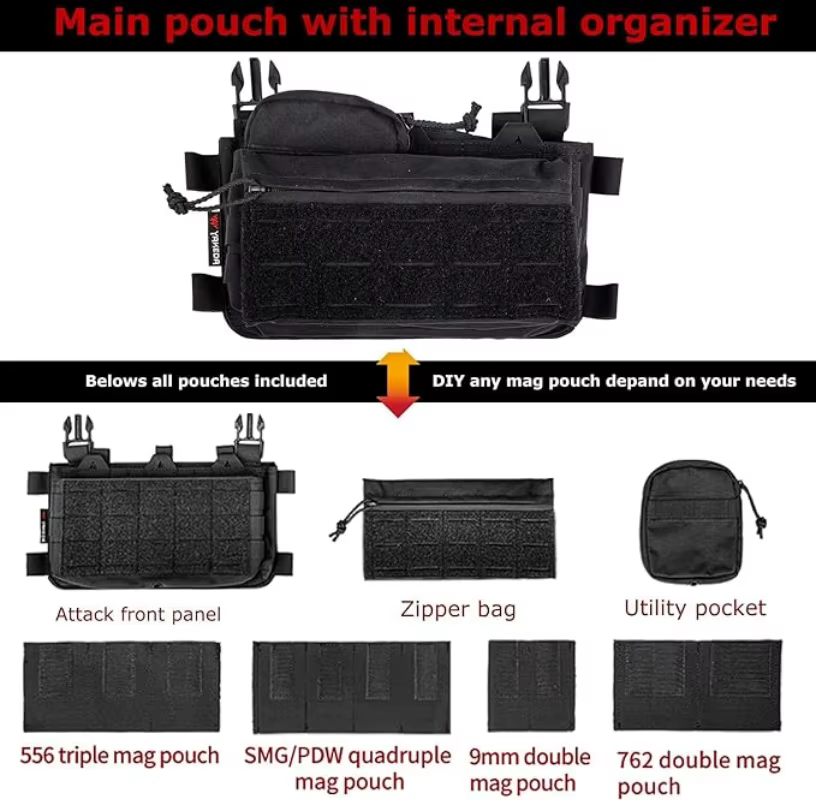 Chaleco táctico YAKEDA con portacargadores, porta pistola y MOLLE