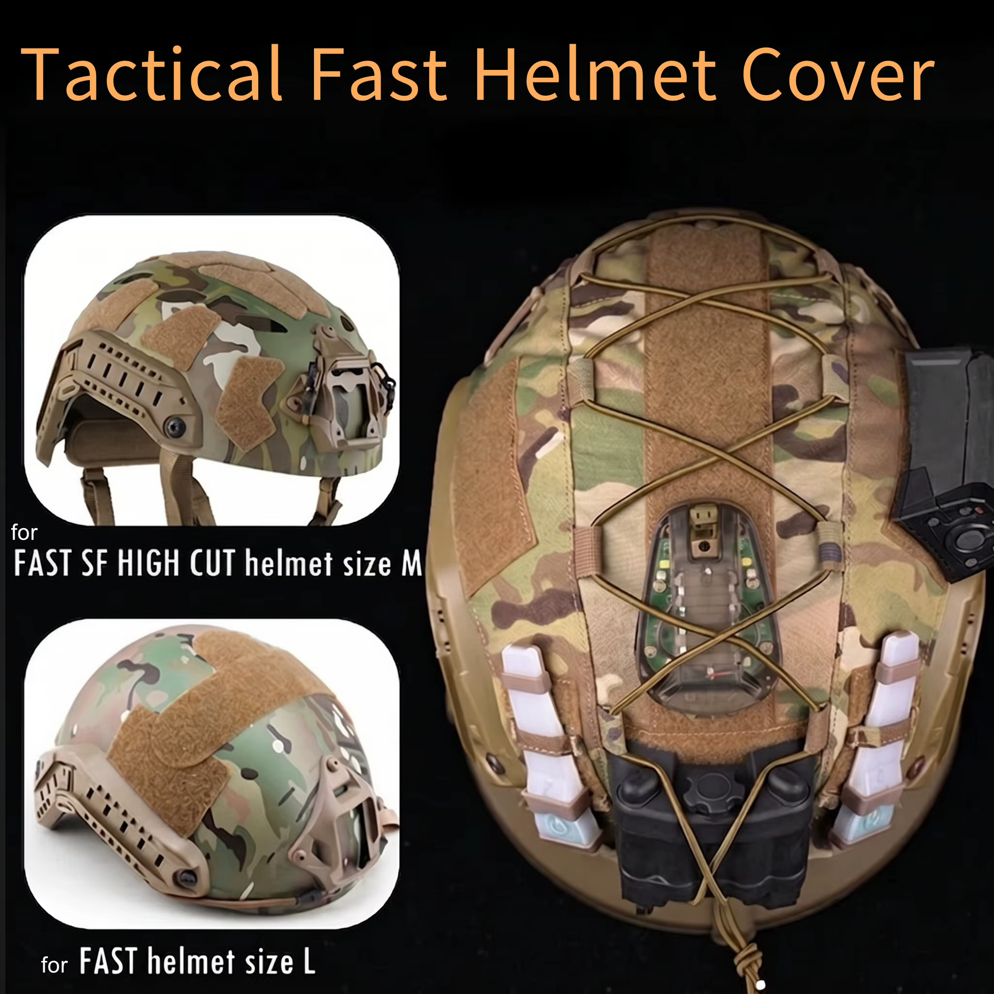 FAST funda táctica casco camuflaje ripstop con gancho y bucle - imagen 2
