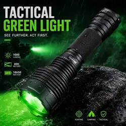 Linterna táctica Alonefire LED verde recargable de aluminio