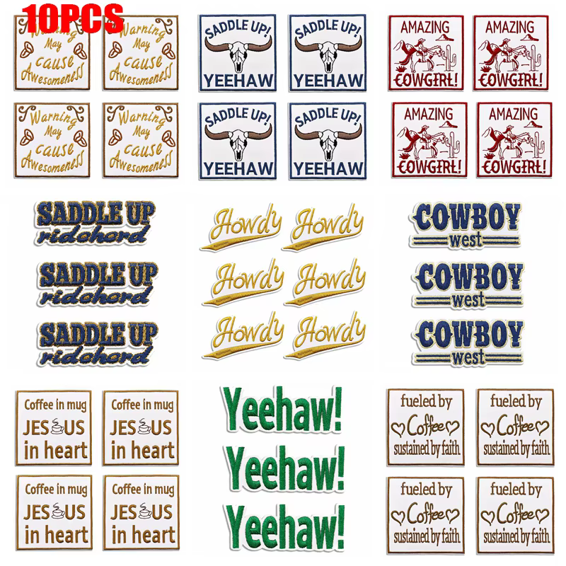 Parche bordado vaquero oeste termoadhesivo con eslogan para chaquetas