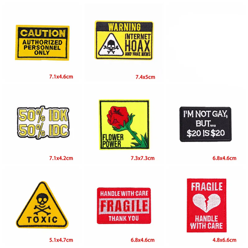 Parches termoadhesivos bordados letras eslogan prohibición para ropa - imagen 4