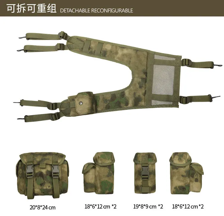Chaleco táctico modular MOLLE con bolsas de accesorios