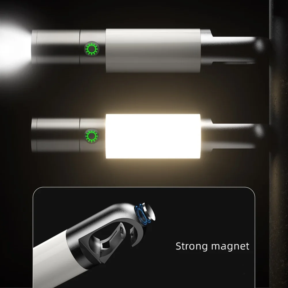 Linterna LED táctica COB con zoom y luz multicolor USB recargable - imagen 5