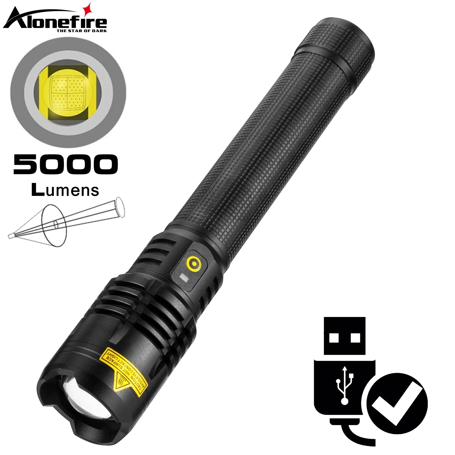 Linterna táctica LED XHP90 recargable USB con zoom - imagen 2