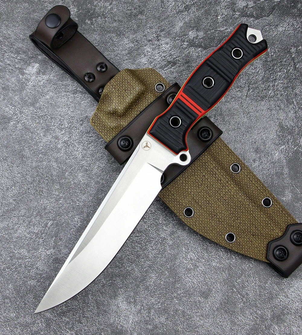 Cuchilla fija táctica con hoja CNC y acabado tricolor G10