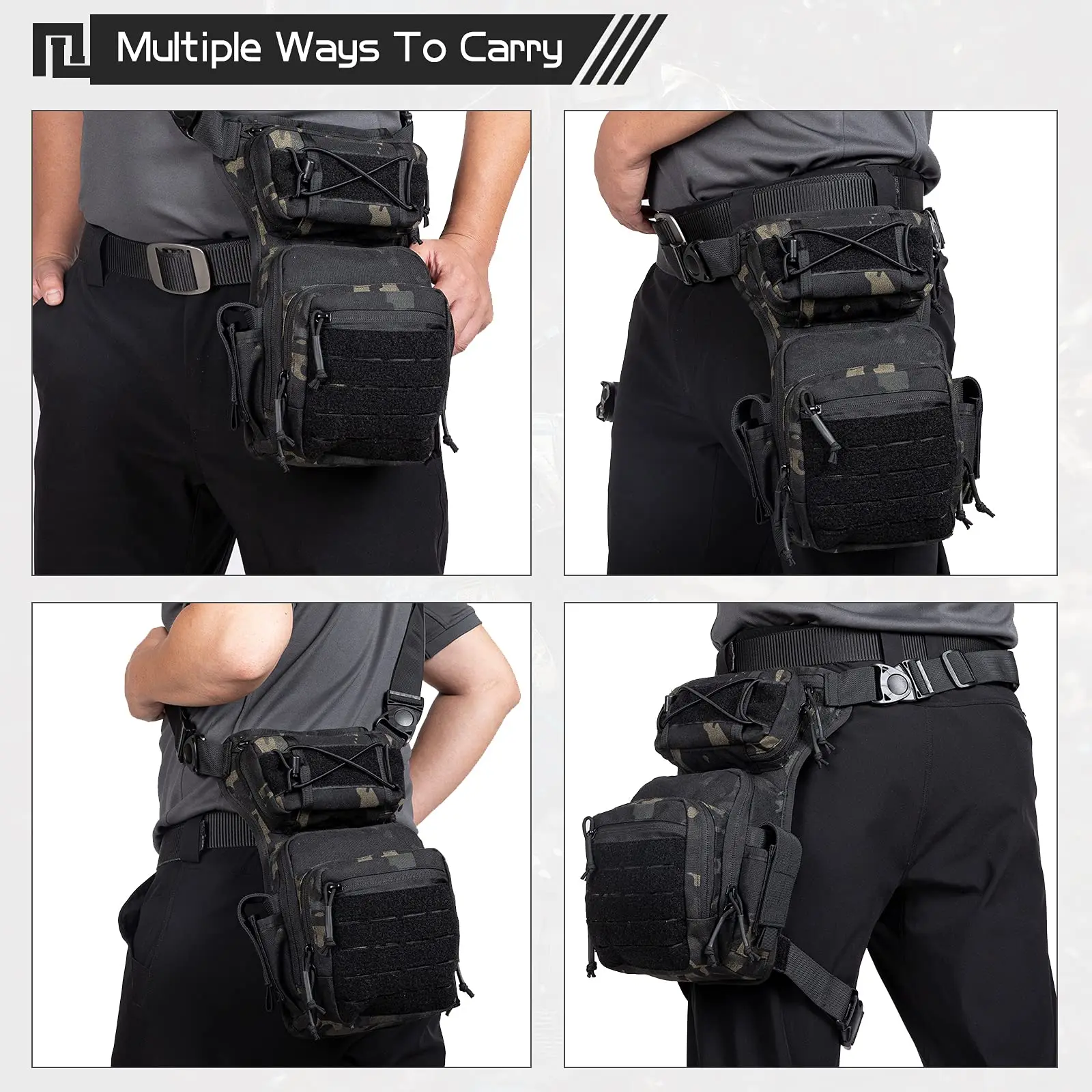Bolsa táctica de pierna MOLLE impermeable para senderismo y diario - imagen 3