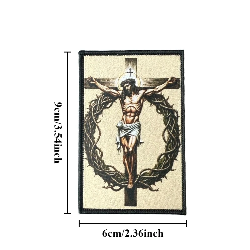 Parche táctico Jesús Cristo en la cruz velcro gancho y bucle - imagen 2