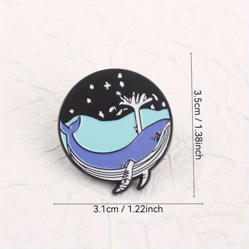 Pin táctico ballena celeste con motivo árbol y cúpula estrellada - imagen 2