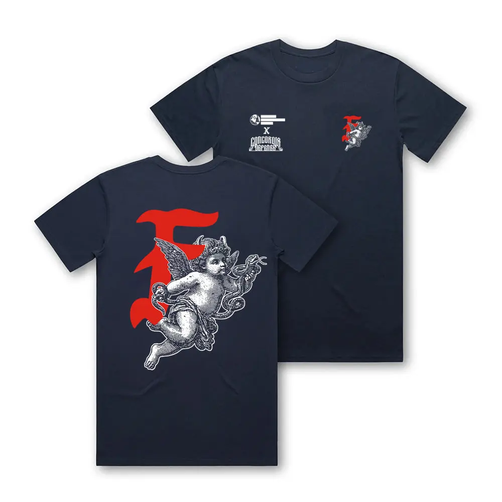 Camiseta táctica negra manga corta holgada cuello redondo acento rojo - imagen 3
