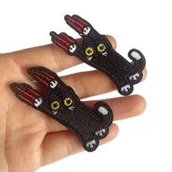 Parche táctico bordado gato negro para mochila y brazalete