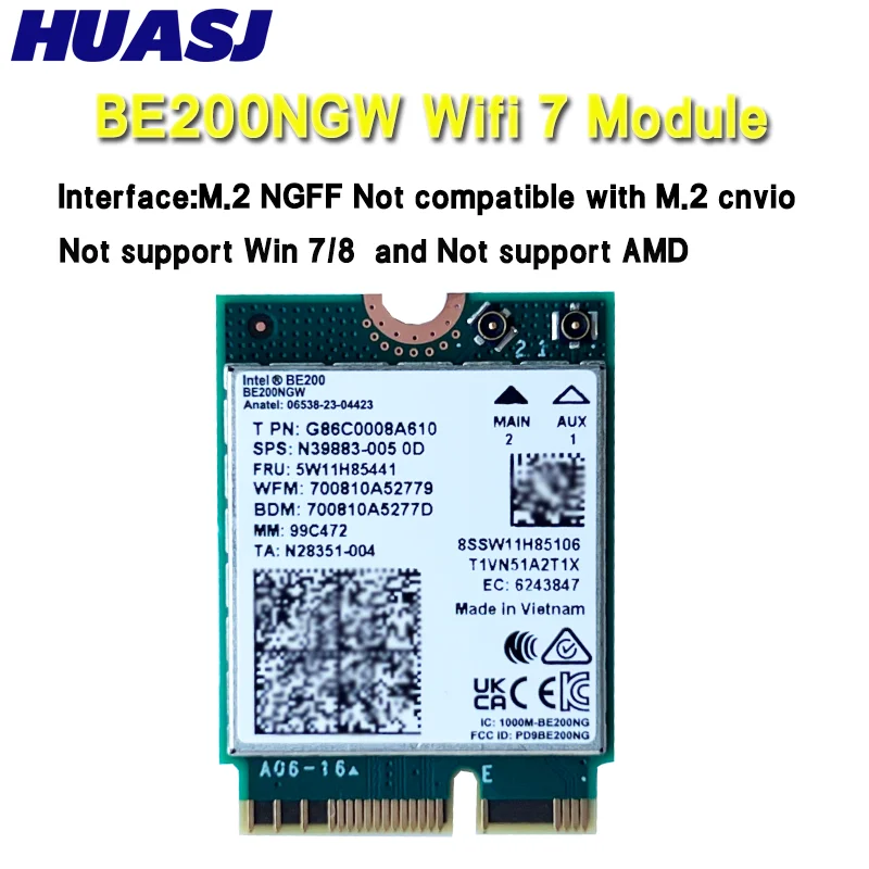 BE200 WiFi 7 - Detalle del chip Intel BE200 en la tarjeta