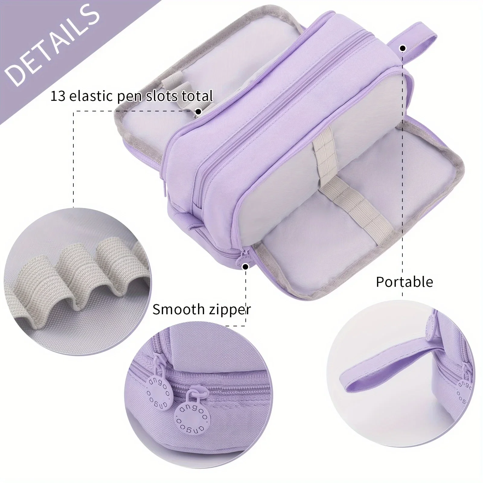 Estuche organizador de lona Oxford gran capacidad portátil para útiles