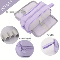 Estuche organizador de lona Oxford gran capacidad portátil para útiles