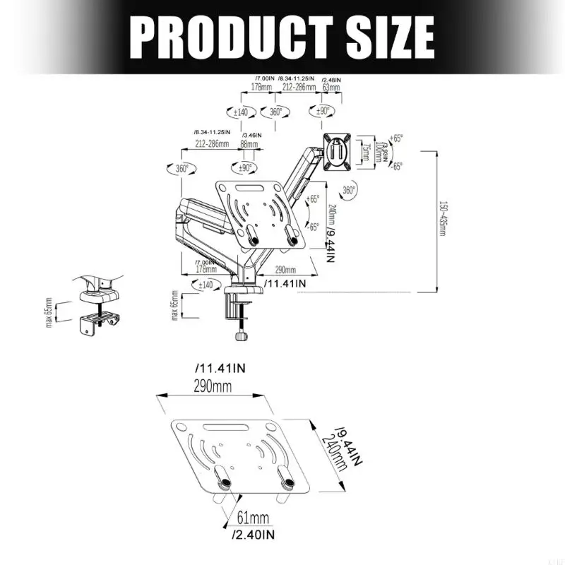 Soporte doble brazo para monitor ajustable con resorte gas escritorio - imagen 4