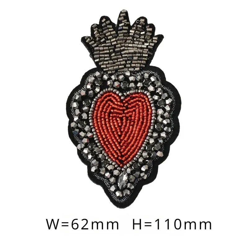 Parche bordado con cuentas de diamantes - cruz de corazón grande - imagen 5