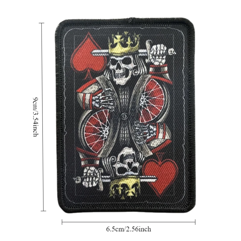 Parche estampado Rey Cráneo esqueleto naipes – Insignia moral militar