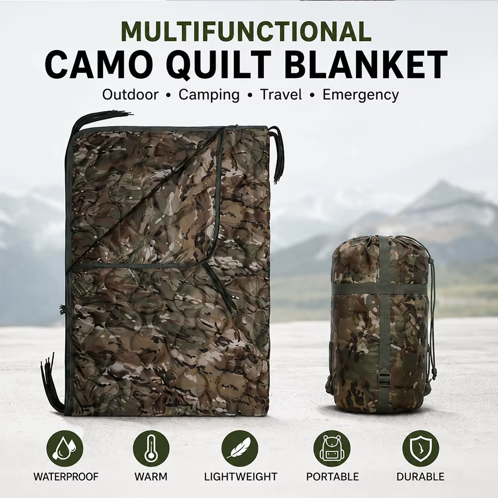 Saco de dormir convertible manta táctica camuflaje con cremallera - imagen 2