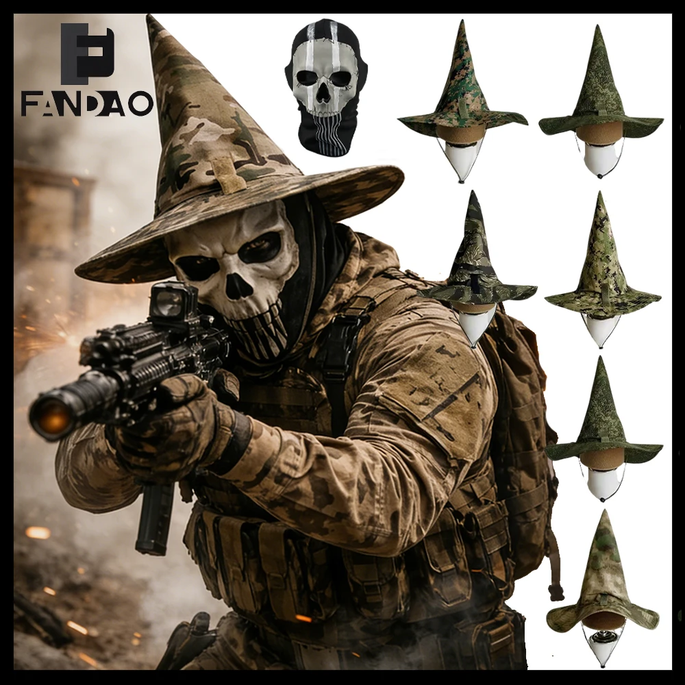 Máscara táctica de calavera con sombrero camuflaje para airsoft - imagen 5