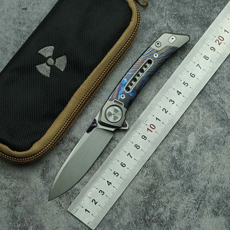 LEMIFSHE cuchillo plegable M390 titanio y fibra de carbono aire libre - imagen 2