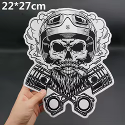 Parche bordado calavera motorista termoadhesivo planchar estilo punk