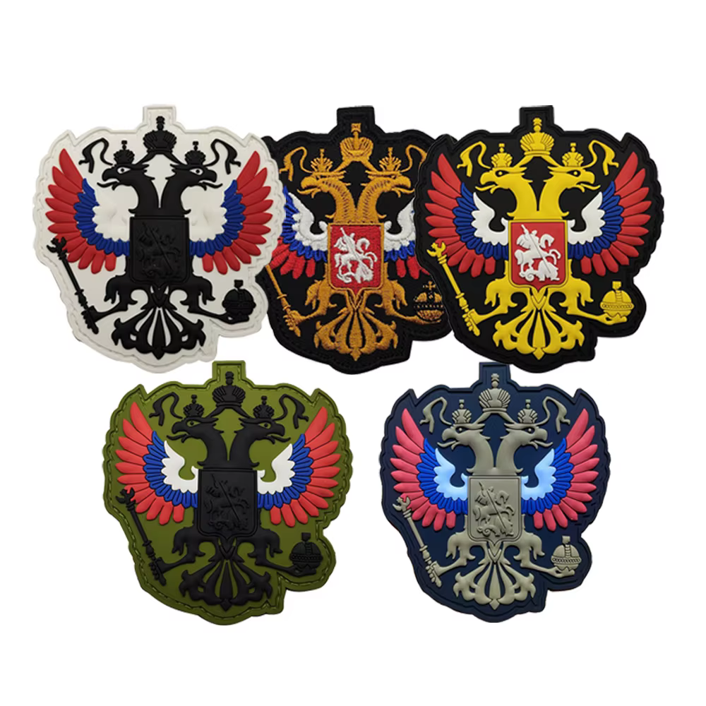Insignia rusa águila bicéfala bordada – Parche 3D velcro táctico - imagen 2