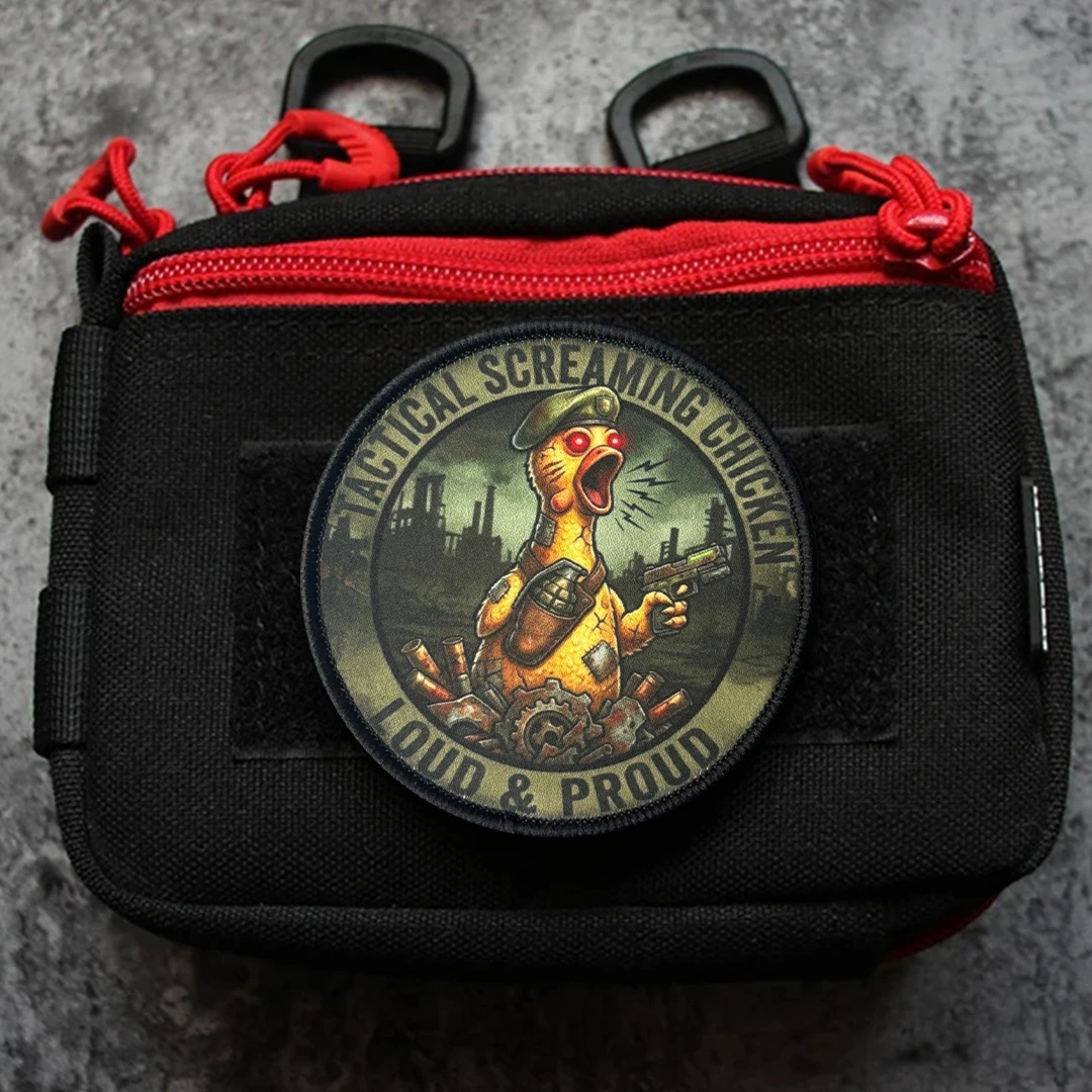 Parche de moral pollo gritando – Velcro para mochila y chaqueta - imagen 2