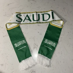 Bufanda de fútbol Arabia Saudita satén con borlas y doble cara