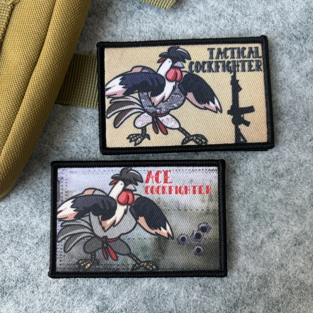 Parches tácticos mochila gancho y bucle cuervo con gallo combate - imagen 3