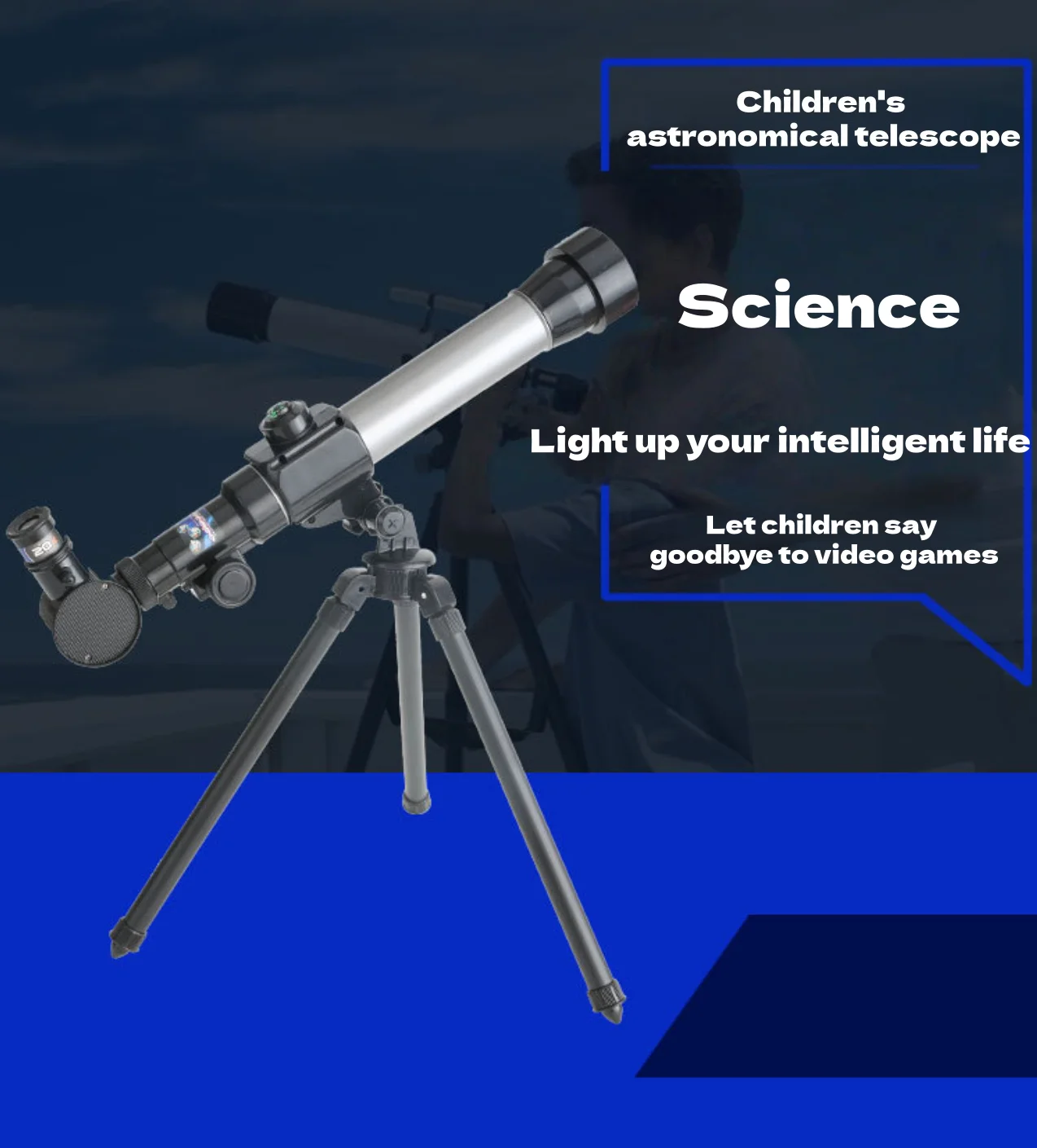 Telescopio astronómico con trípode ajustable