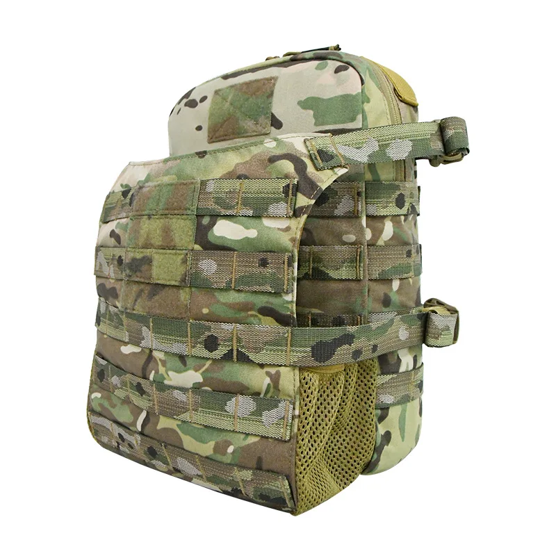 Chaleco táctico MOLLE nailon 500D con bolsa hidratación y portaplaca