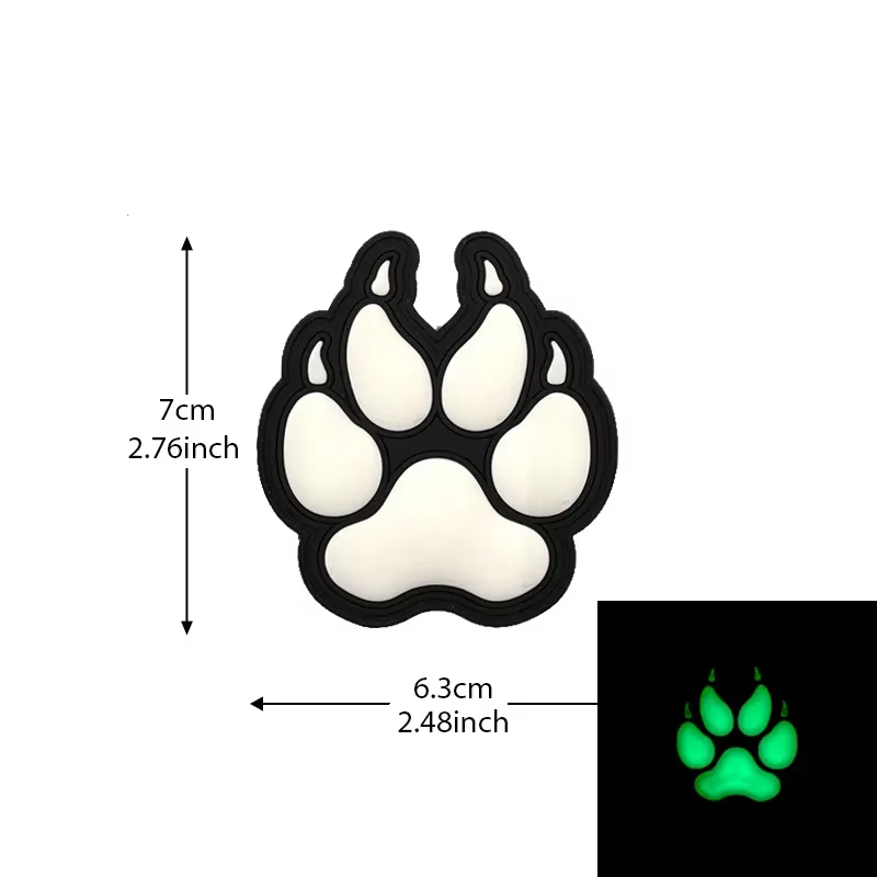 Parche luminoso PVC garra de oso con velcro para equipo táctico
