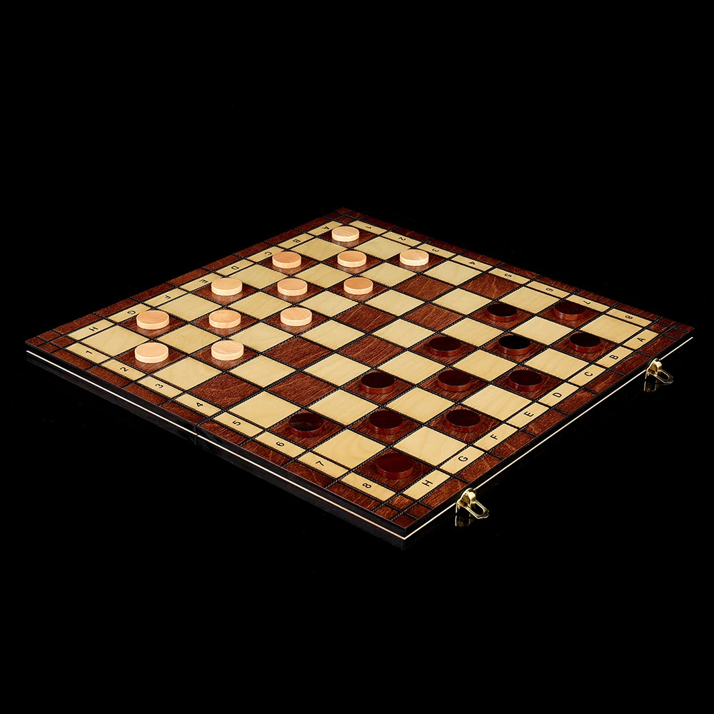 Tablero de ajedrez plegable de madera para backgammon y damas - imagen 3
