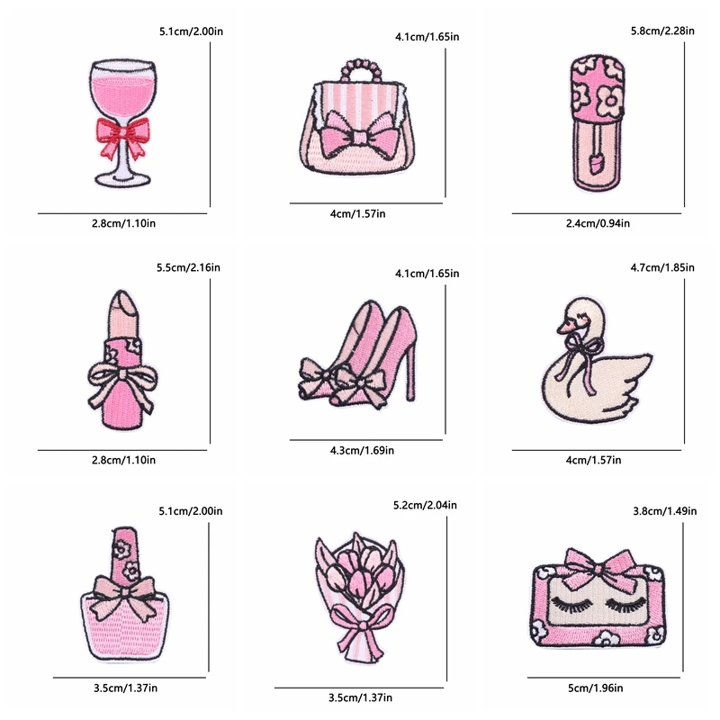 Parche bordado termoadhesivo rosa dibujos animados: labios y corazón - imagen 2