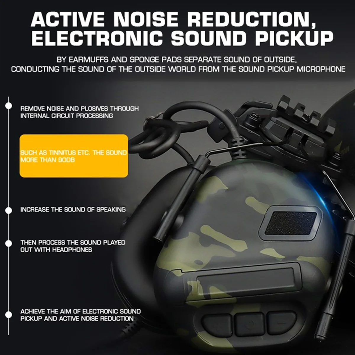 Auriculares tácticos Airsoft con radio y PTT para casco FAST - imagen 2