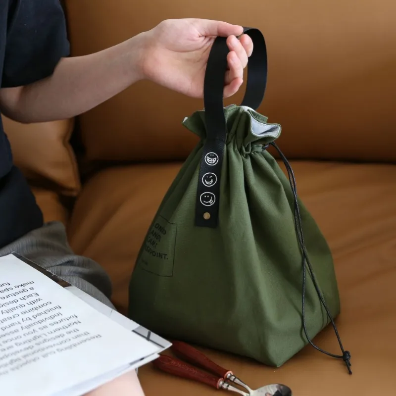 Bolsa de almuerzo Bento portátil de lona para picnic exterior y fresco