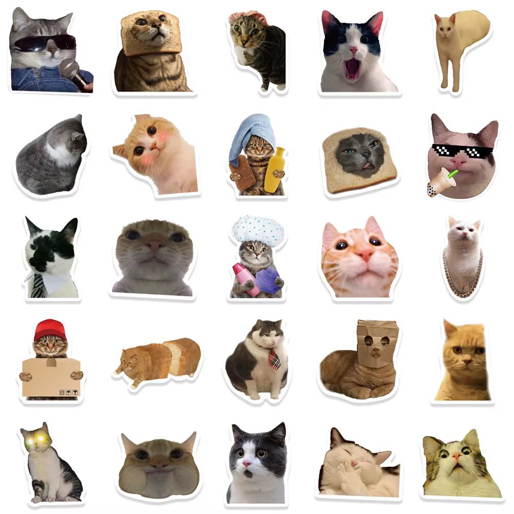 Pegatinas gato meme decorativas para cuaderno y portátil – Infantil - imagen 2
