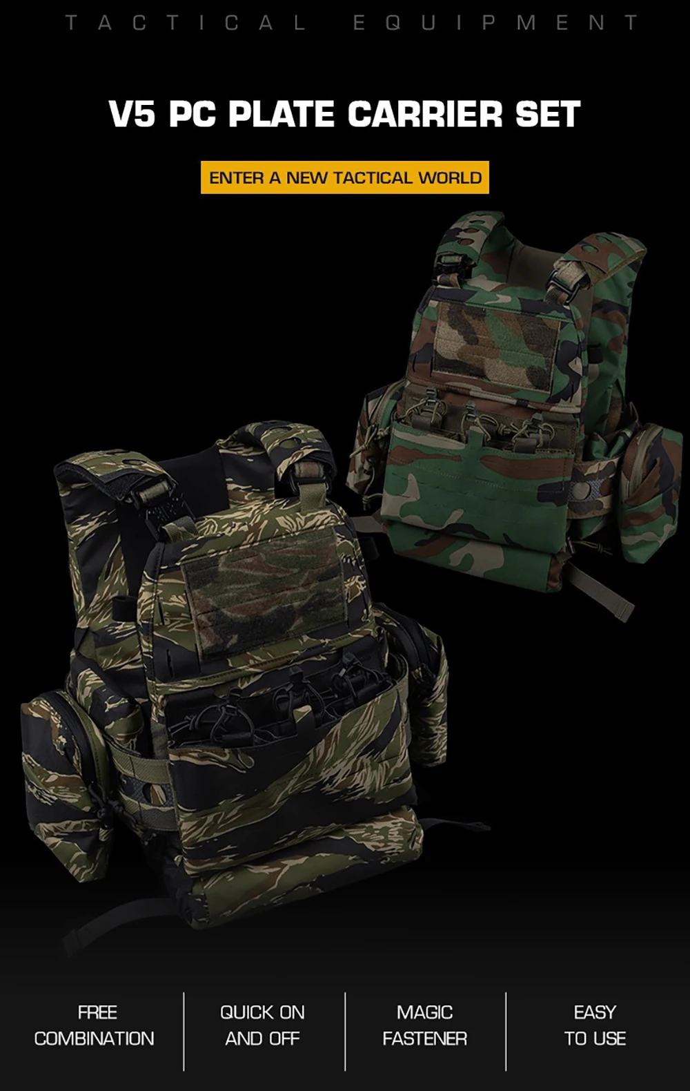 Chaleco táctico con patrón de tigre y sistema MOLLE