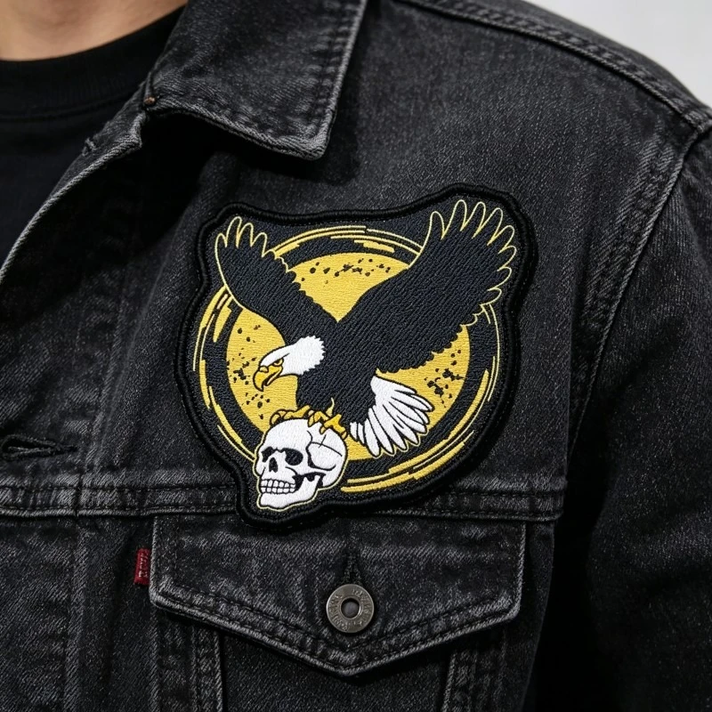 Parche táctico con velcro cráneo y águila militar - imagen 2
